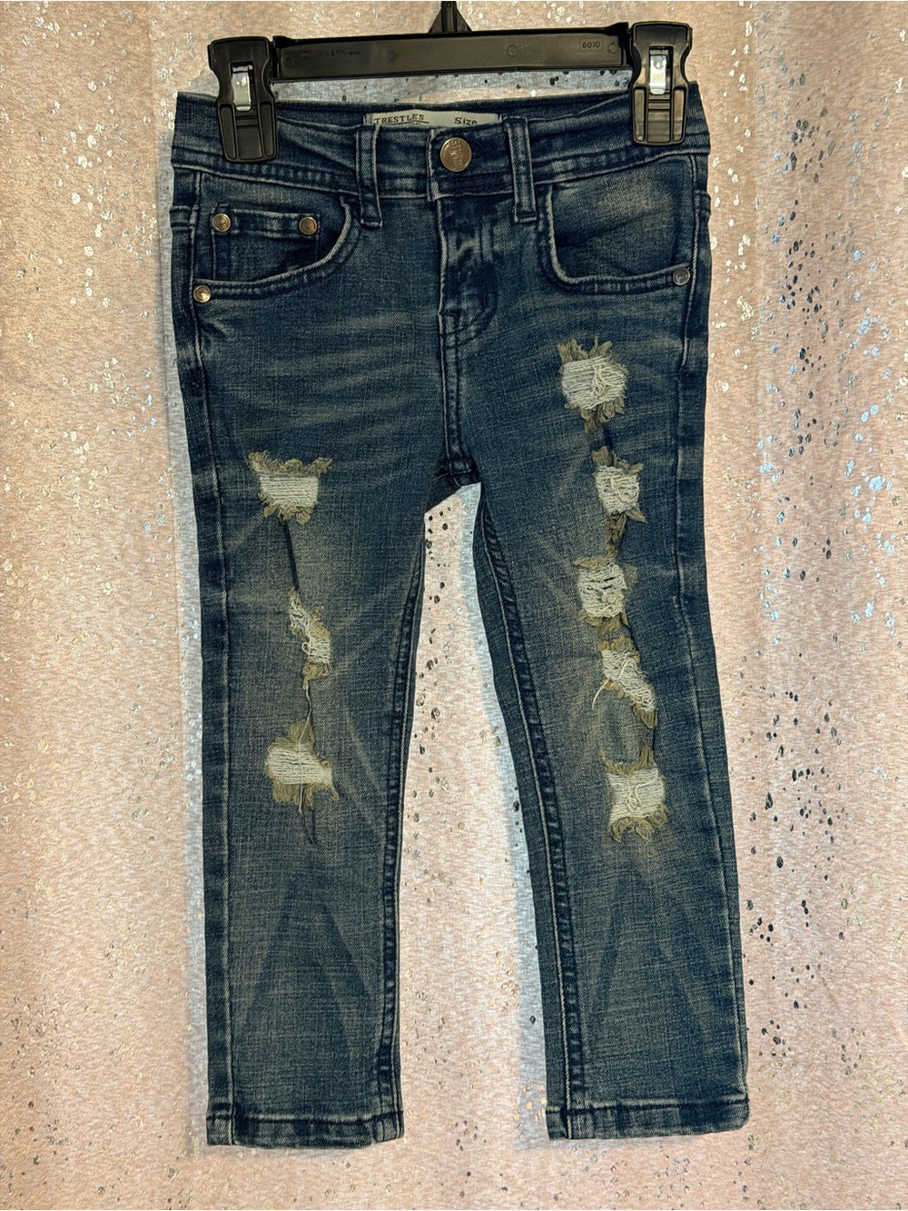 Girls Skinny Distressed Jeans - Dark Blue